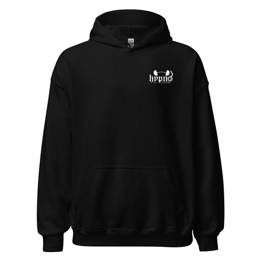 Hypno Lifting white logo front design unisex hoodie